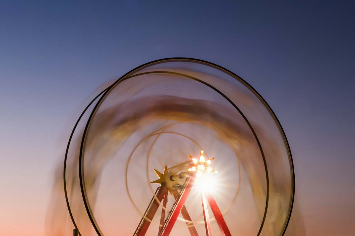 amusement park A ferris wheel in Greece's third-largest city, Patras lights